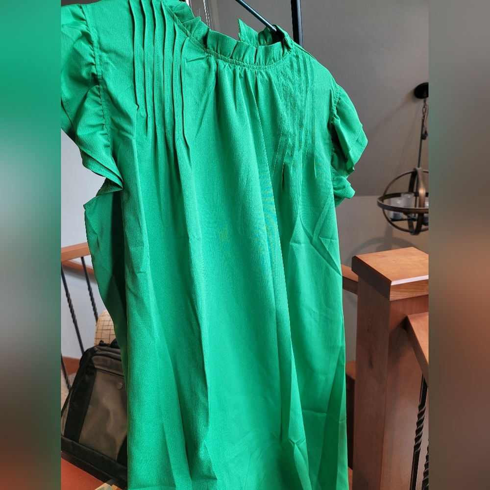 Pleated ruffle sleeve dress